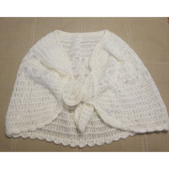 Vintage Crochet Shrug Shawl Sequins Small - Picture 1 of 5